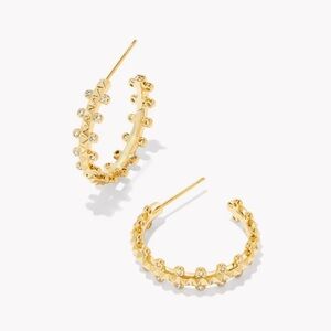 Kendra Scott Jada Gold Small Hoop Earrings in White Crystal